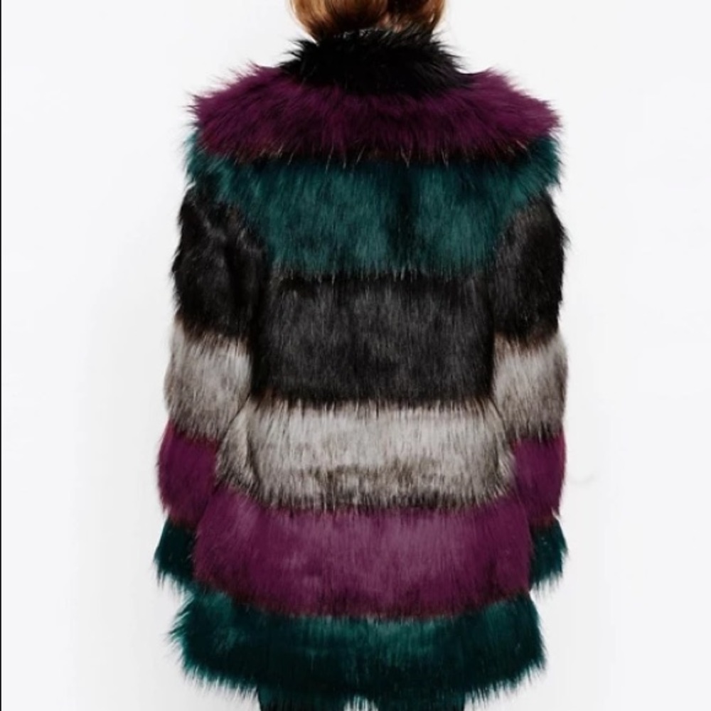 NWT ASOS Color-Block Fur Coat - Picture 6 of 6